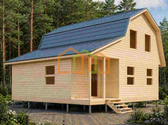 Дом из бруса под усадку 8х9