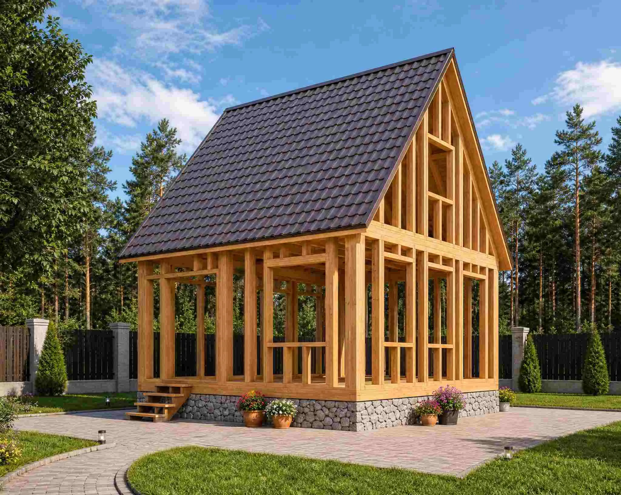 Каркасный дом без отделки 6х6